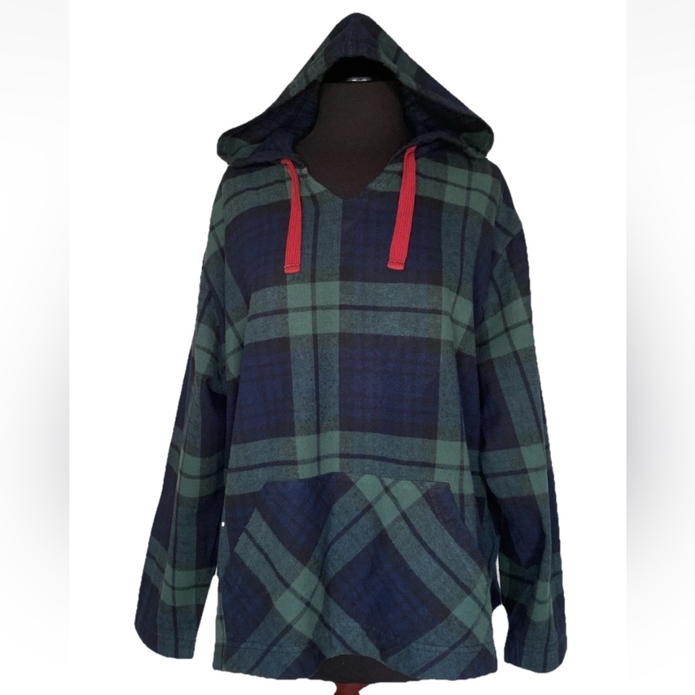 L.L. Bean Green and Blue Plaid Hoodie